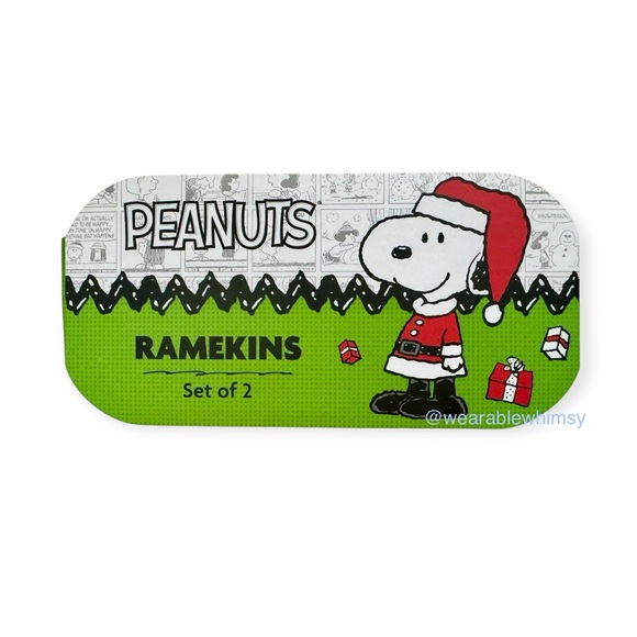 Peanuts Puffer Snoopy Christmas Ceramic Ramekins Dish Set of 2 Brand New RARE - Picture 2 of 7